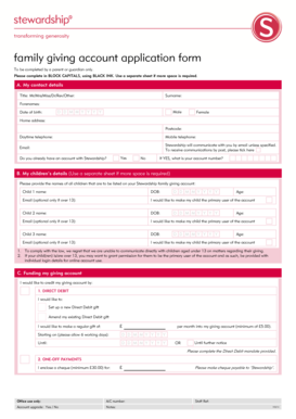 Family Giving Account Application Form