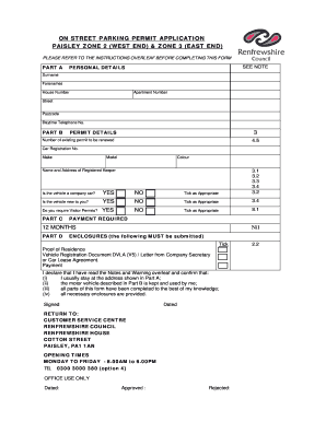 On Street Parking Permit Application