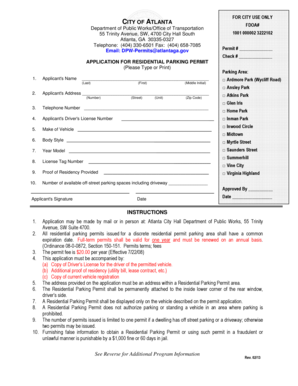 Atlanta Residential Parking Permit Application