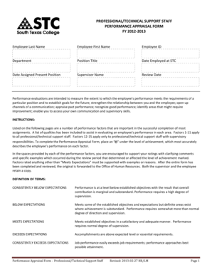 Professional Technical Support Staff Performance Appraisal Form