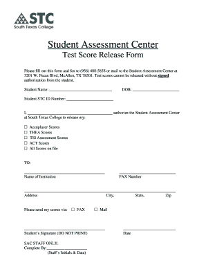 Student Test Score Release Form
