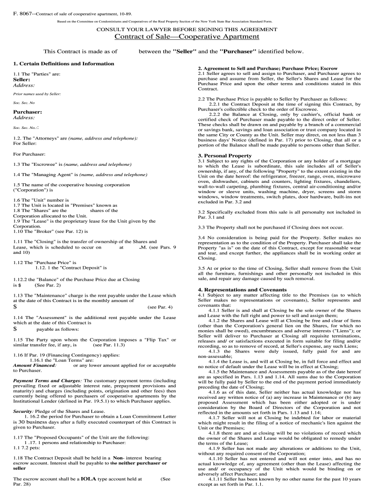 co op agreement real estate Preview on Page 1