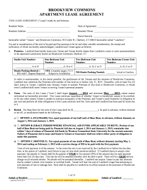 BROOKVIEW COMMONS APARTMENT LEASE AGREEMENT - BRT