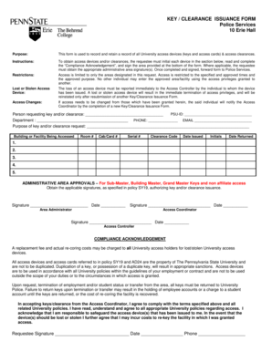 Key Clearance Issuance Form