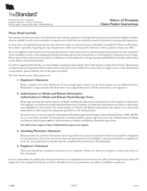 Standard Insurance Waiver of Premium Form