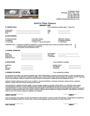 NeVeTeC Police Clearance Indemnity Form