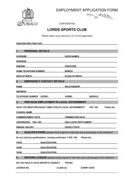 Lords Sports Club Application Form PDF - Local Government Network