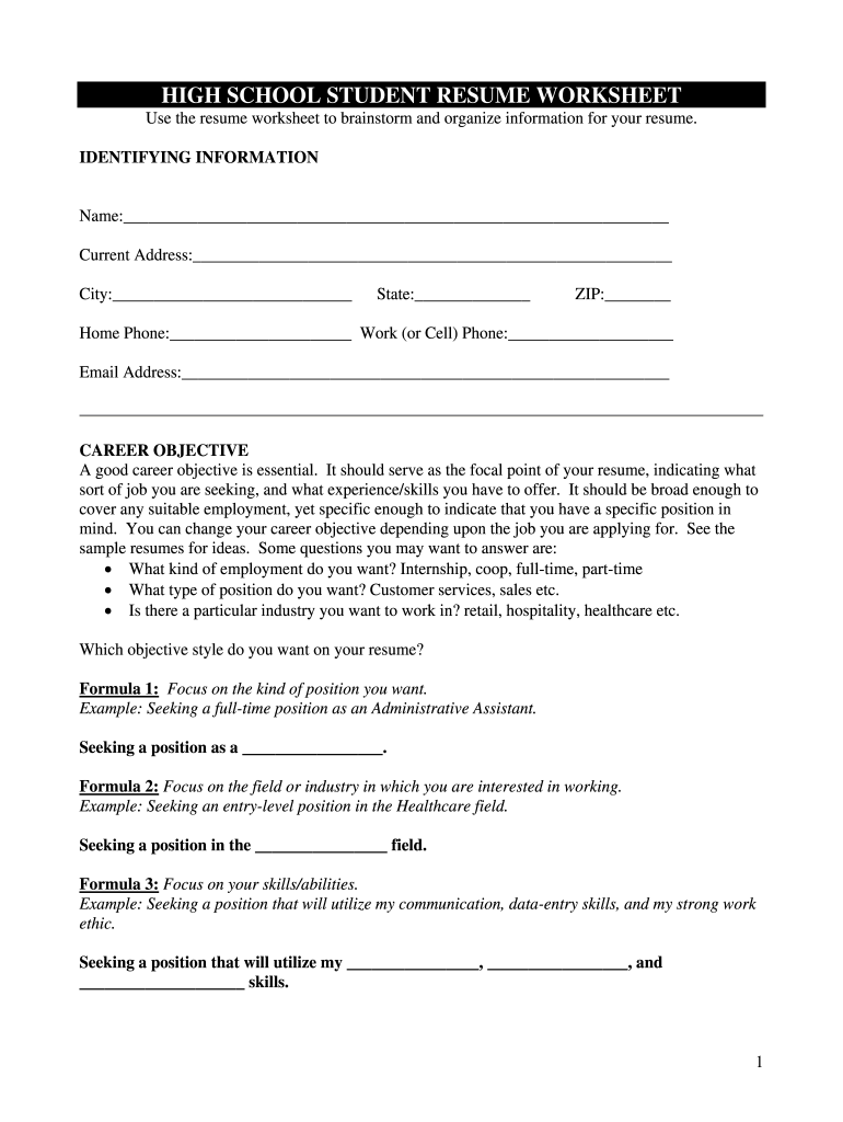Resumes Outline - Fill Online, Printable, Fillable, Blank | pdfFiller