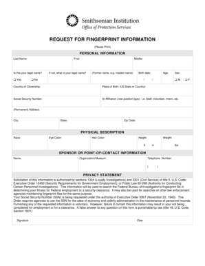 Request for Fingerprint Information