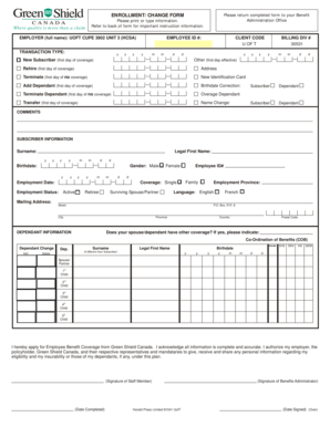 Green Shield Canada Enrollment Form
