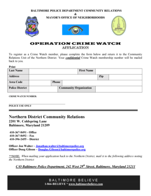 Baltimore Police Crime Watch Application