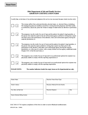 Ohio Abortion Certification Form