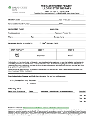 Prior Authorization Request for Uloric