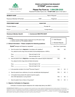 Xyrem Prior Authorization Request Form