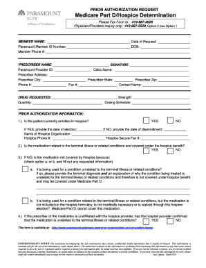 Medicare Part D Hospice Prior Authorization Request