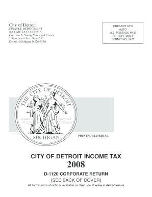 City of Detroit Corporate Income Tax Return
