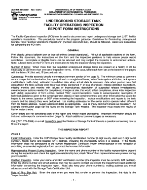 Pennsylvania Underground Storage Tank Facility Operations Inspection Report