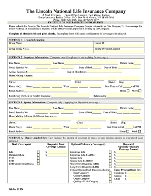 Evidence of Insurability Form