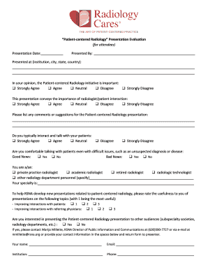 Patient-Centered Radiology Presentation Evaluation Form
