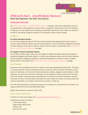 SPEAK and Be Heard…Living With Bipolar Depression Submission Form