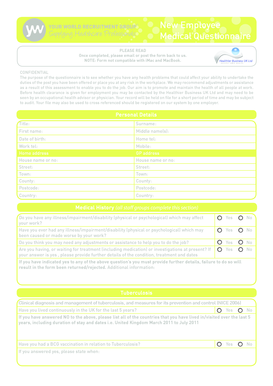 New Employee Medical Questionnaire