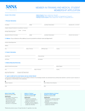 RSNA Medical Student Membership Application