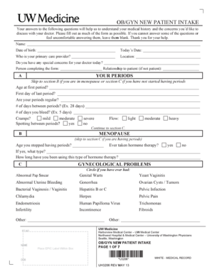 OB/GYN New Patient Intake Form