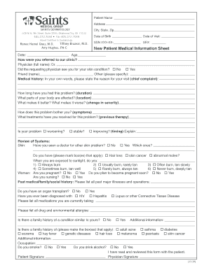 New Patient Medical Information Sheet