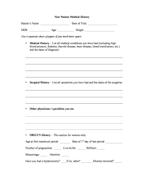 New Patient Medical History Form