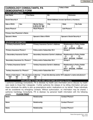 Patient Demographic and History Form
