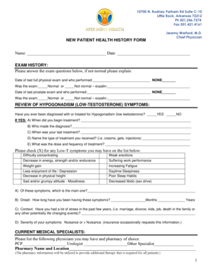 New Patient Health History Form