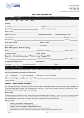 Victoria Harbour Medical Centre New Patient Registration Form