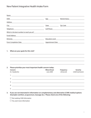 New Patient Integrative Health Intake Form
