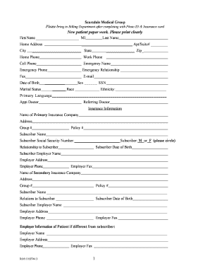 Scarsdale Medical Group New Patient Form