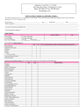 New Patient Medical History Form
