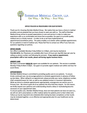 Sheridan Medical Group Office Policies & Procedures