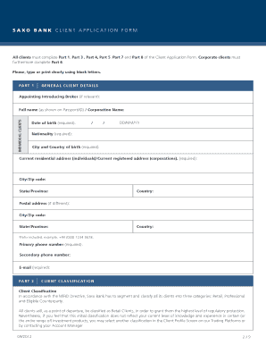 Saxo Bank Client Application Form