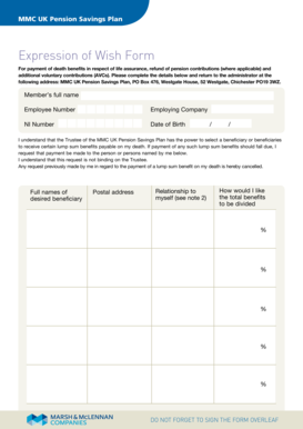 MMC UK Pension Savings Plan Expression of Wish Form