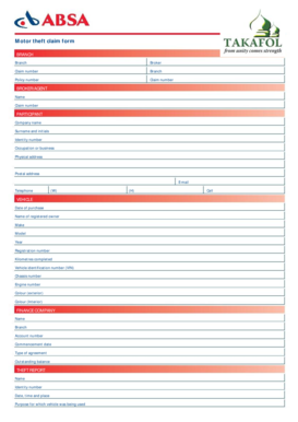 Motor Theft Claim Form