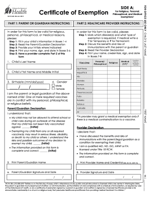Washington State Vaccine Exemption Form