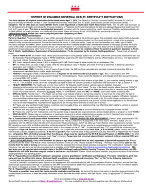 District of Columbia Universal Health Certificate