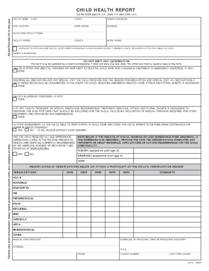 Child Health Report Form