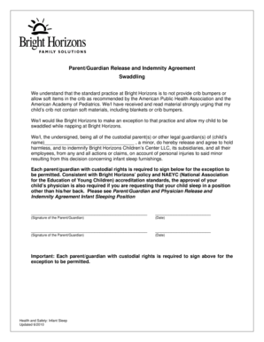 Parent Guardian Release Indemnity Agreement