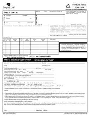 Canadian Dental Claim Form