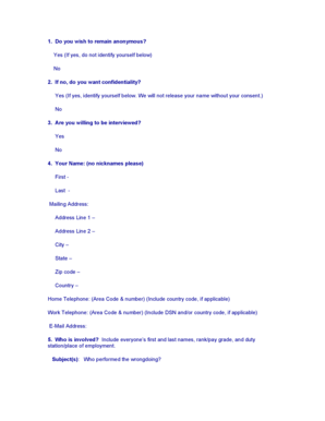 Military Misconduct Report Form