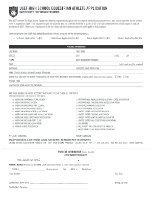 USEF High School Equestrian Athlete Application