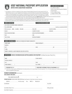 US Equestrian Federation National Passport Application