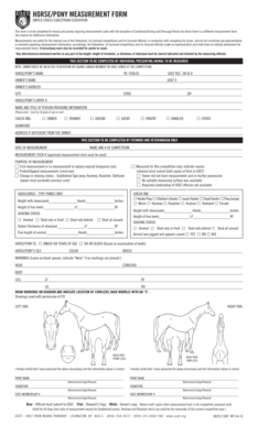 Horse Pony Measurement Form