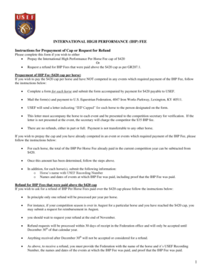 International High Performance Fee Form