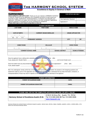 Harmony Schools Application Form